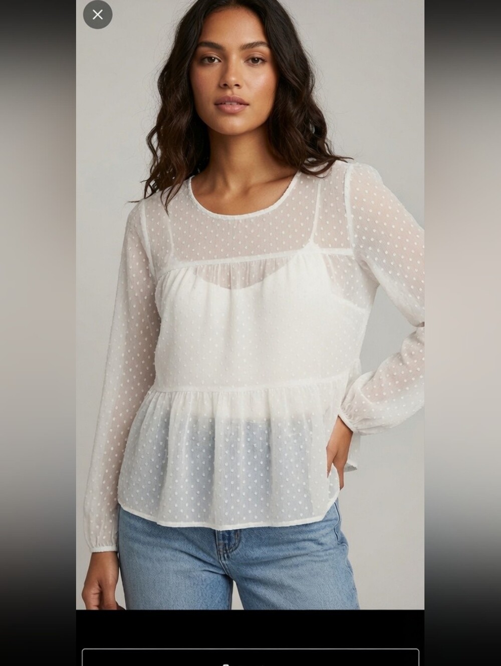 Charlie Paige White Polka Dot Blouse Small Romantic Angelcore Bohemian Sheer